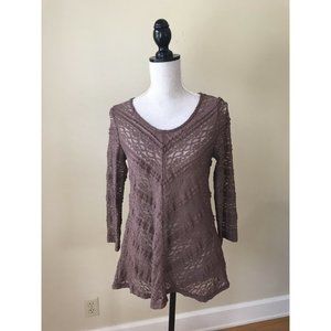 LILKA ANTHROPOLOGIE COLETTE LACE BROWN PULLOVER